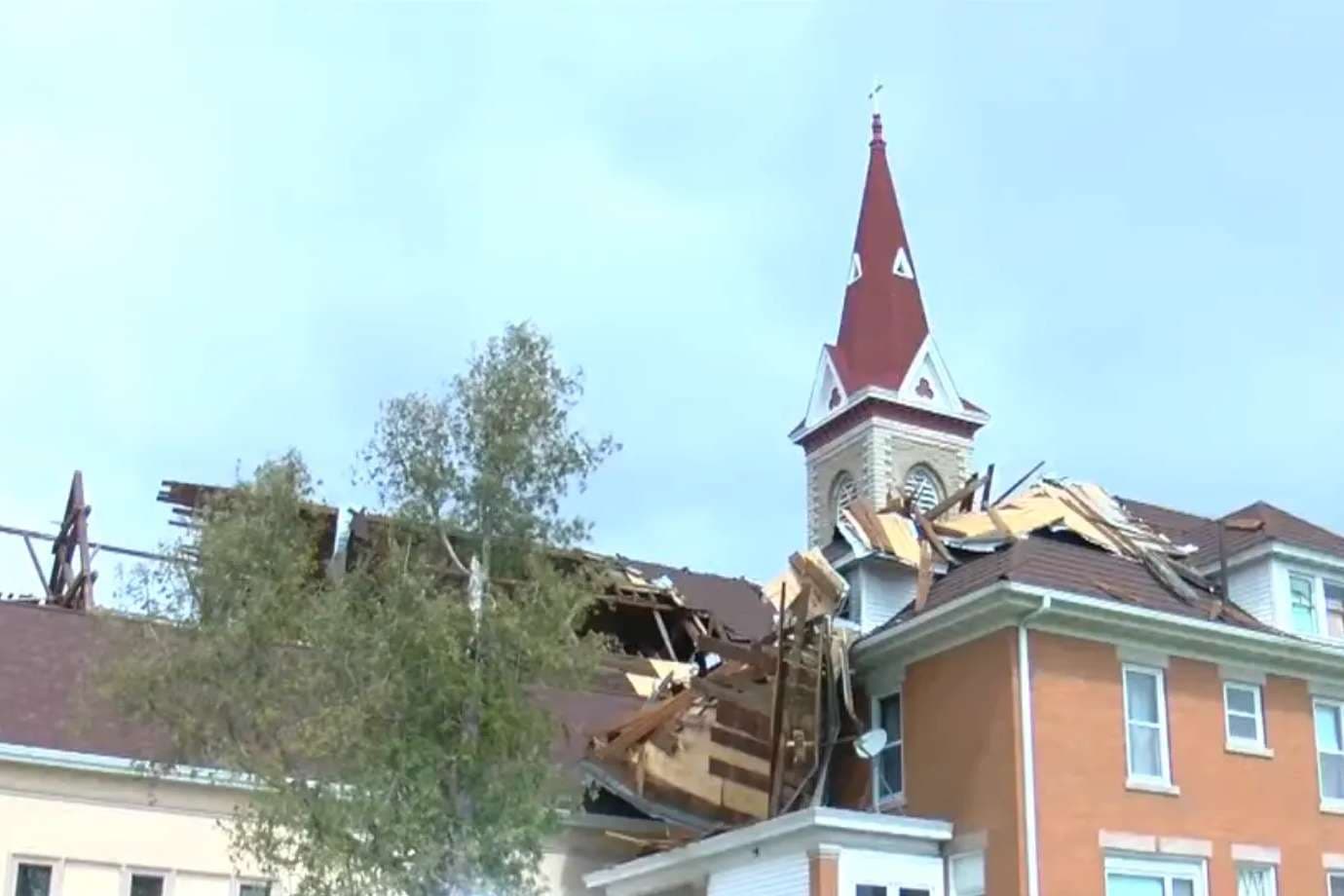 Historic Wisconsin Catholic church loses roof in severe storm