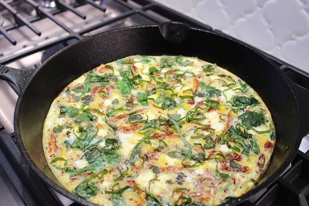 Sun-dried tomato and goat cheese frittata