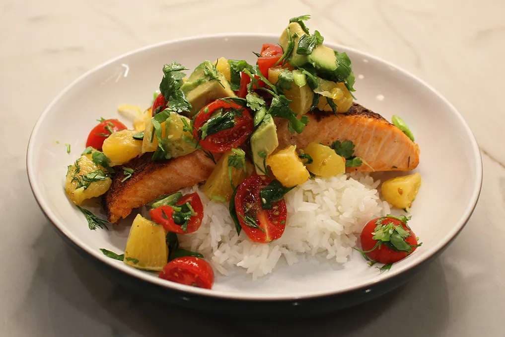 Salmon with orange salsa